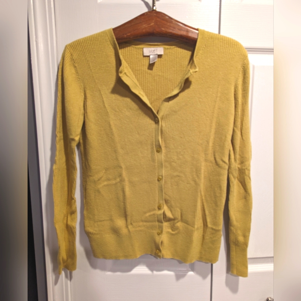 LOFT Mustard Yellow Cardigan Size S
